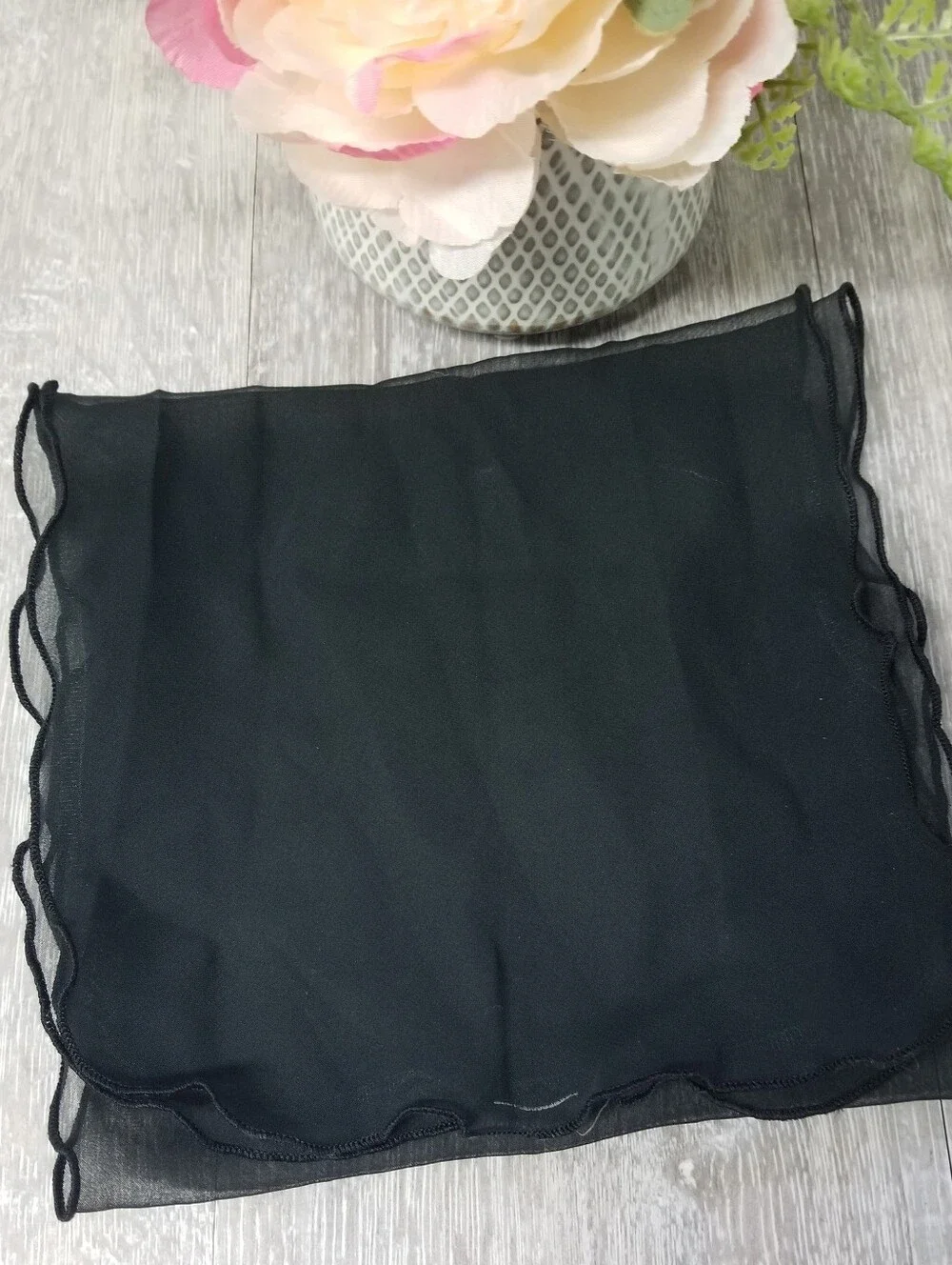 Sheer Black Vintage Scarf